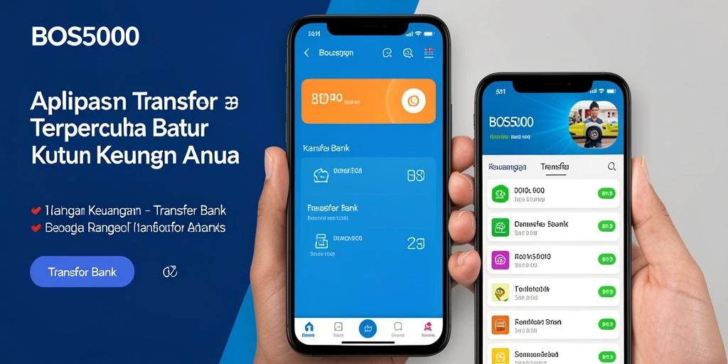 Antarmuka aplikasi BOS5000 untuk fitur Transfer Bank yang mudah digunakan.
