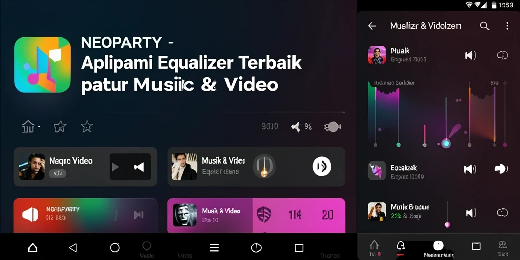 Screenshot antarmuka aplikasi NEOPARTY yang menunjukkan fungsi Equalizer.