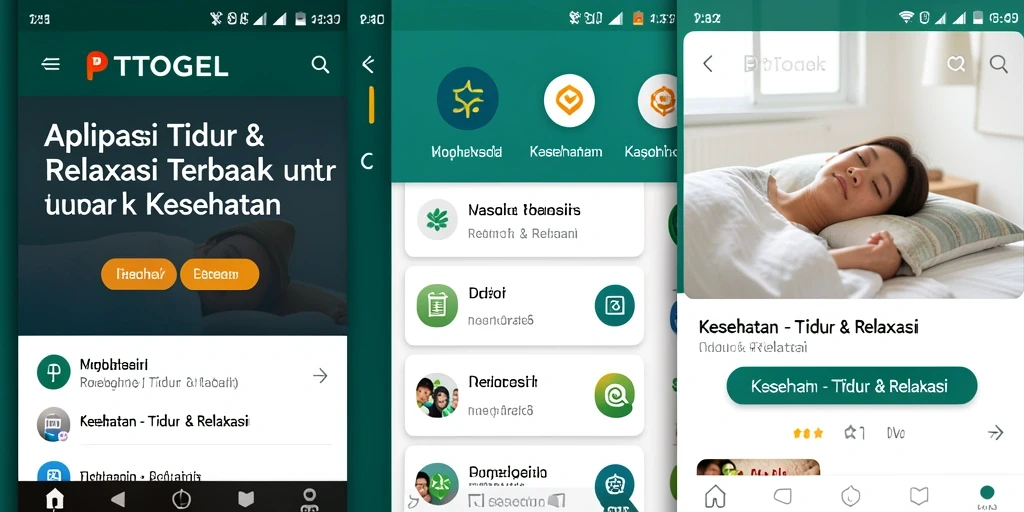 Antarmuka aplikasi PTTOGEL yang menenangkan untuk tidur dan relaksasi.